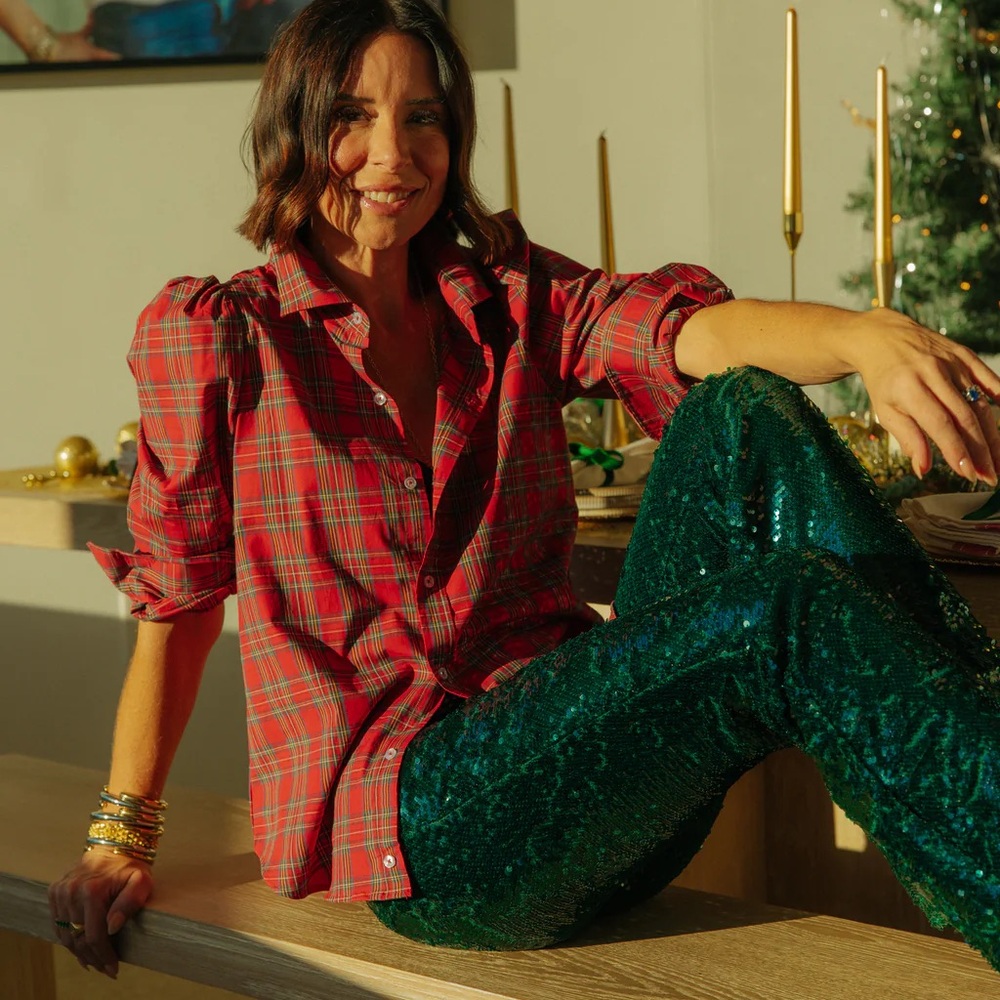 Kmj "Daisy" Button-Down Blouse - Light Pink And W… - image 6